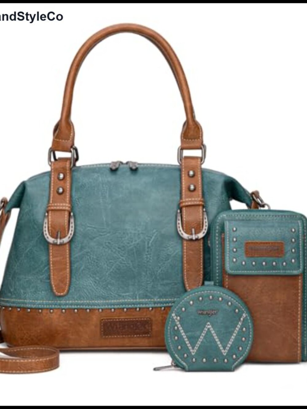 Wrangler 3Pcs Doctor Bag Set for Women Faux Leather Satchel Purse with Cell